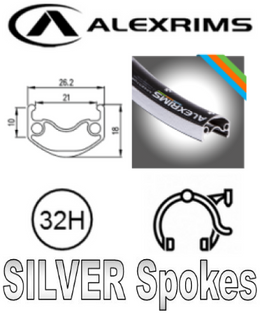 WHEEL - 29er Alex ADVENTURER 2 32H P/j Black Rim,  FRONT DYNAMO Q/R (100mm OLD) Sealed SP Silver Hub, SILVER Spokes