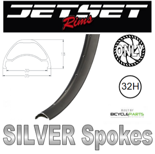 WHEEL - 29er Jetset AM-30 32H S/j Black Rim,  FRONT Q/R (100mm OLD) 6 Bolt Disc Sealed Novatec Black Hub, SILVER Spokes