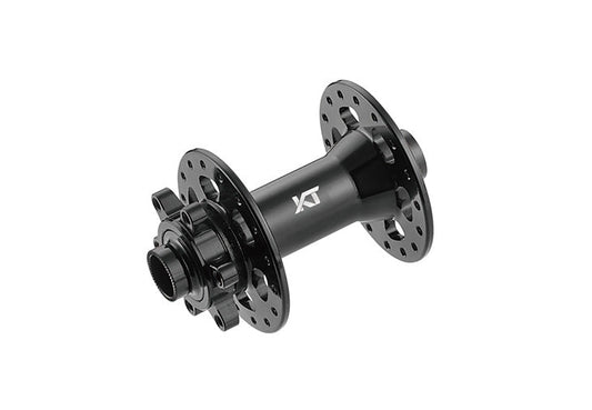 HUB "KT" Brand – FRONT - 15mm T/A BOOST (110mm OLD) - 6 Bolt disc - 32H - Sealed Bearings - ANOD Black - W/KT logo