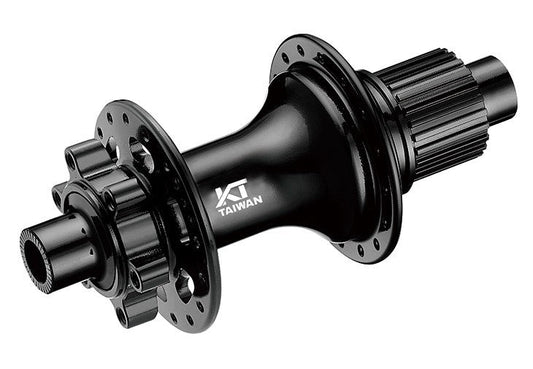 HUB "KT" Brand 102 POE 3.5 deg engagement - REAR - 12 x 148mm BOOST 6-Bolt - 32H - Sealed Bearings - MICRO SPLINE - ANOD Black - W/KT logo
