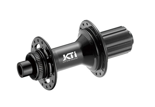 HUB "KT" Brand 612 POE 0.6 engagement- REAR - 12 x 148mm BOOST Centerlock without thru axle - 32H - Sealed Bearings - for Shimano HG 11 speed - ANOD Black - W/KT logo