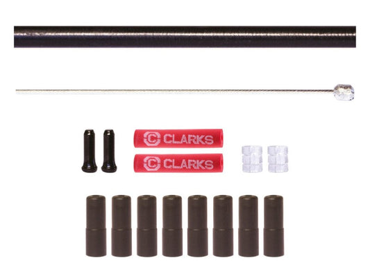 GEAR KIT - INNER & OUTER, qty 2 x 2300mm Stainless Steel cables, BLACK SP 4mm 2700mm Housing, w/8 ferrules, 2 donutrs and 2 end caps