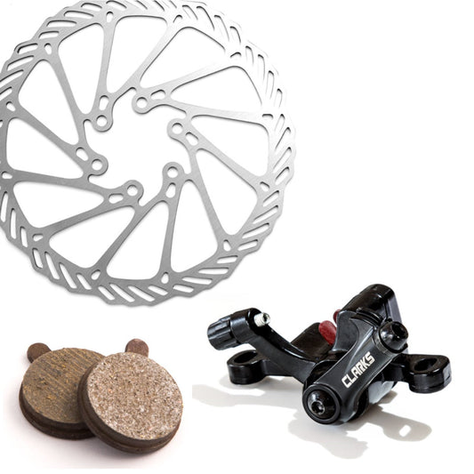DISC BRAKE set, MECHANICAL, FRONT & REAR, Compatible MTB,Road,Hybrid, Two Disc Brakes + 2 x 160mm rotors + EXTRA sets disc pads
