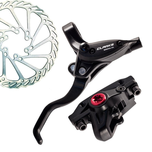 Disc Brake Set, CLARKS, M2, Hydraulic, 2 PISTON, FRONT & REAR, Post & IS mount, 160mm rotors, Levers & F850 R1700 - HOSE. (pre-bled)