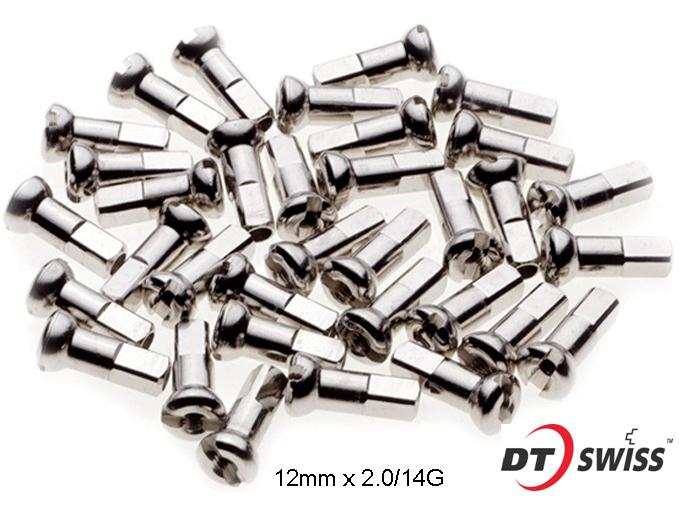 DT NIPPLES  14g Brass, 12mm  SILVER (Individual)