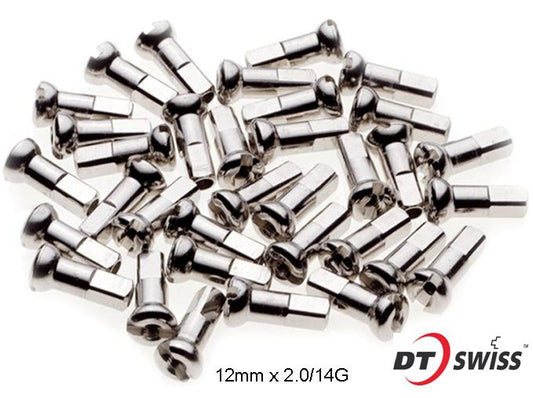 DT NIPPLES 14g Brass, 12mm SILVER (Individual)