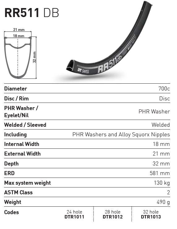 DT RIM RR511 DB 24h black 700c