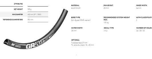 DT RIM GR531 700c DB 28h black (24 wide)