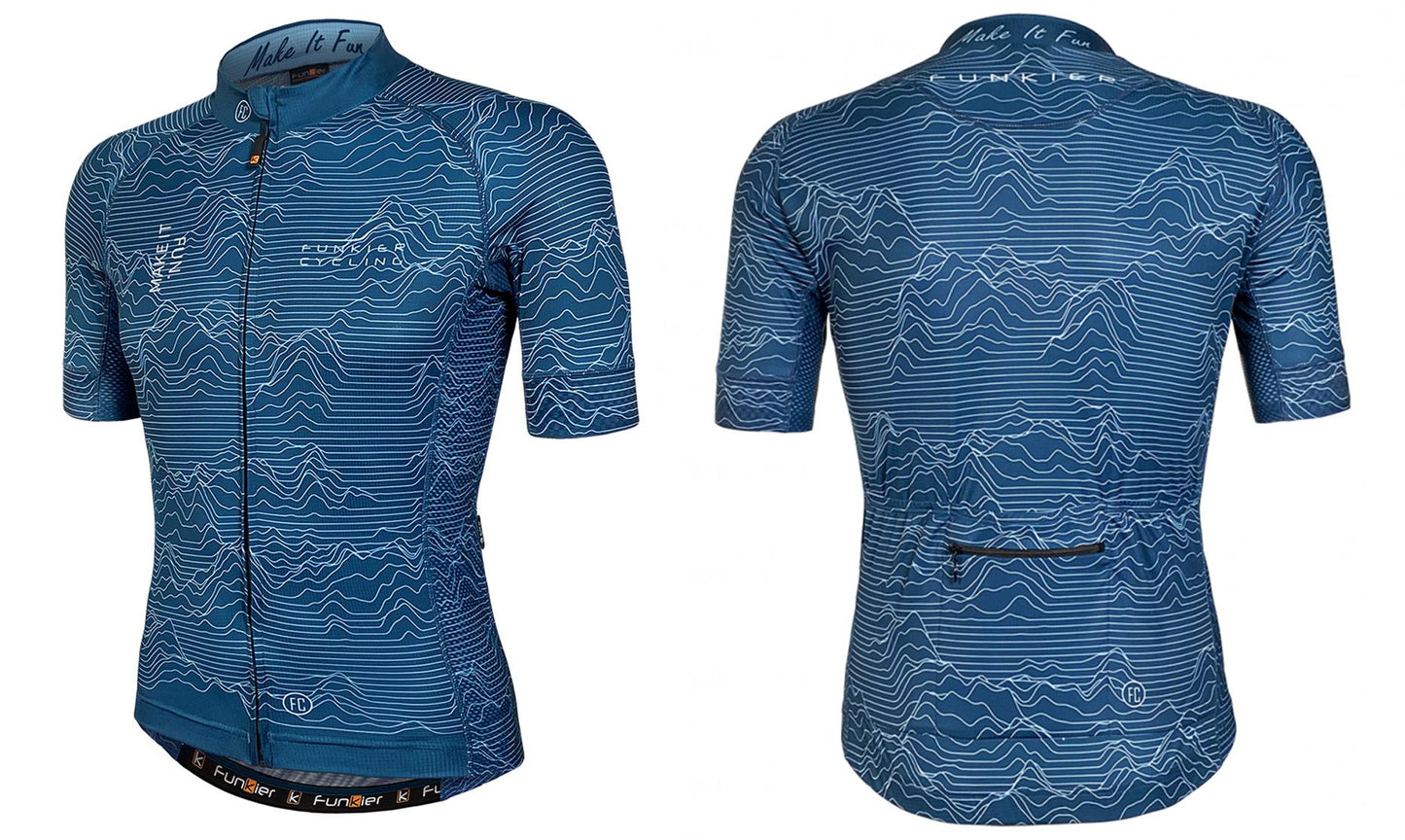 BLUE PRO JERSEY - Funkier Rossini, Race Fit, Full Zip, Mens --- LARGE