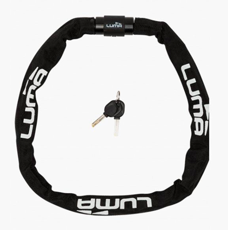 LUMA LOCK - Alpha 6 Plus Chain, 6mm Thick by 950mm Long with Key Lock, Black with White Writing, LUMA No1 lock brand in Spain