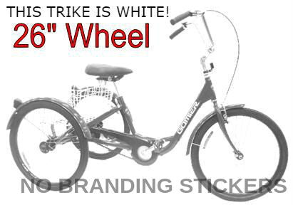 No branding stickers - TRIKE  26" 6 Speed SHIMANO, 2500 Series (Designed in Australia)  Clean WHITE - QTY 1 in WA