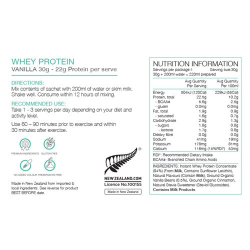 Whey Protein Concentrate - 30g Vanilla - Box of 25
