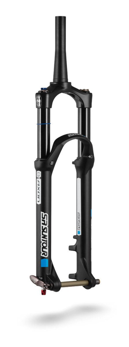 Suntour Fork 27.5 DISC AXON34 BOOST, 1.5 TO 1 1/8 STEERER, REMOTE LOCK OUT-REBOUND COMP PCS, 15MM X 110MM , 27.5+ 120mm/130mm/140MM Travel, MATTE BLACK