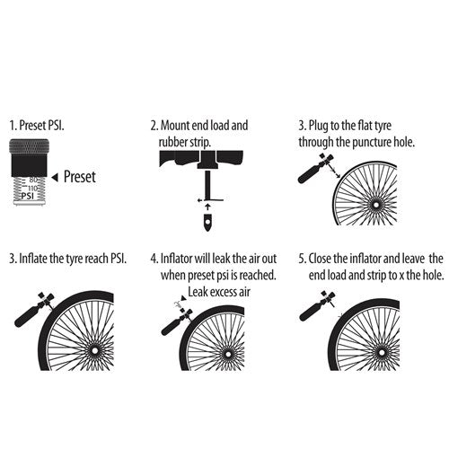 CO2 Preset Inflator With Tyre Plugger