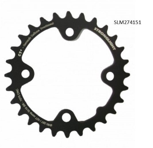 CHAINRING - MTB "STRONGLIGHT", 28T, 7075 CNC CT2 Black SRAM XX,XO,X7,X9 - 80mm BCD, 4 Hole for 10 Spd (Compatible with Chainring Bolt SL350134)