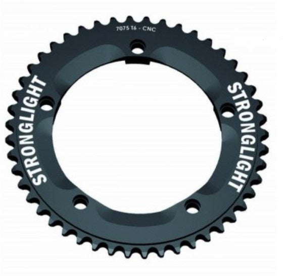 CHAINRING - TRACK "STRONGLIGHT", 46T, 7075 CNC Black - 144mm BCD, 5 Hole for TRACK 1/2" x 1/8" Spd