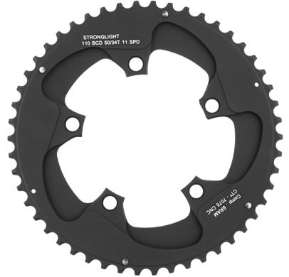 CHAINRING - ROAD "STRONGLIGHT", 53T, 7075 CNC Black CT2  SRAM Red - 110mm BCD, 5 Hole for 11 Spd