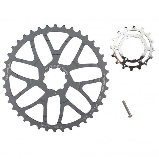 CHAINRING "STRONGLIGHT" SHIMANO 10 Speed CASSETTE EXTENDER/CONVERSION - 42T - 7075 W/16T Steel Silver