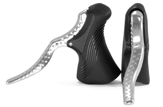 TRP Brake Levers, RRL Classic Road Style SILVER with BLACK Hoods (Sold In Pairs)