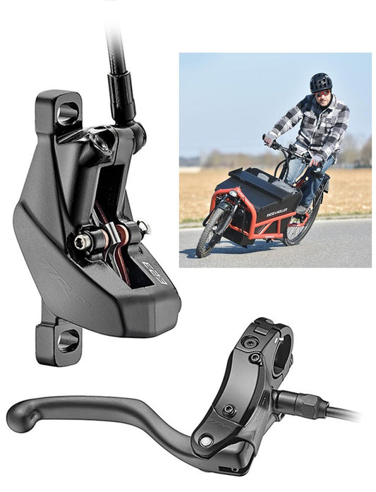 TRP C2.3 Cargo bike, FRONT Need to Run 2.3mm rotor, including: caliper/lever/hose, w/o rotor, hose 900mm, cut off cable 200mm, for E bike, front side. 4 piston 4 fingers Lever