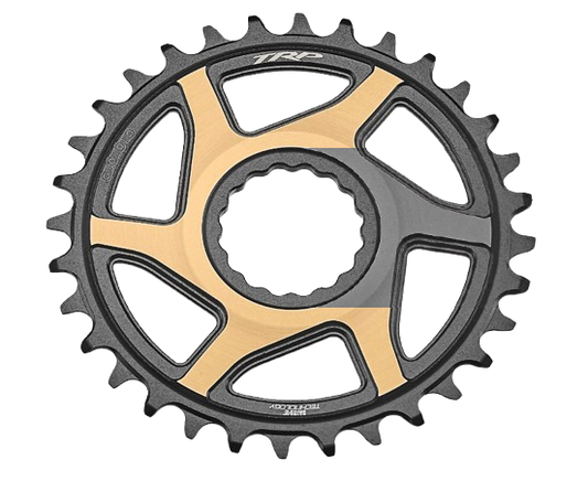 TRP Chainring CR-M9050, 30T - 0mm offset - Chainring Cinch Interface, Duotone (Sandblasted Black / Gold)