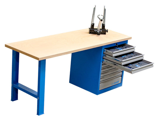 UNIOR Professional BIKE BUILD Workbench (628611) - w/ 1 x Chest of 8 draws - 54 Pieces - Includes a truing stand!    L 1500 x W 750 x H 2025mm