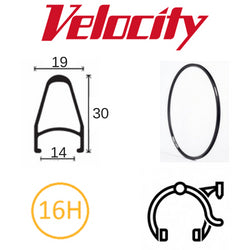 VELOCITY RIM - Deep V 700C 16H black ano MSW