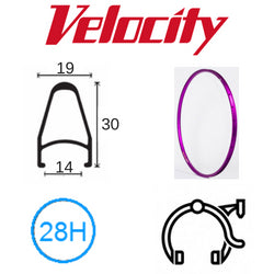 RIM 700c x 14mm - VELOCITY DEEP V - 28H - (622 x 14) - Presta Valve - Rim Brake - D/W - PINK (Powder Coated)