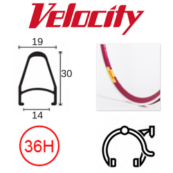 RIM 700c x 14mm - VELOCITY DEEP V - 36H - (622 x 14) - Presta Valve - Rim Brake - D/W - RED - MSW