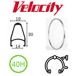 VELOCITY RIM - Deep V 700C 40H Silver ANO NON