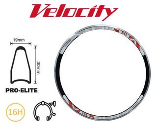VELOCITY RIM - Pro-Elite 700C 16H Black ANO MSW