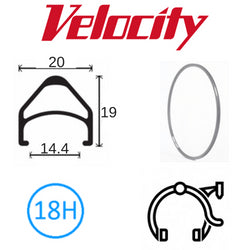 RIM 700c x 14mm - VELOCITY AEROHEAD - 18H - (622 x 14) - Presta Valve - Rim Brake - D/W - GREY (Anodised) - MSW
