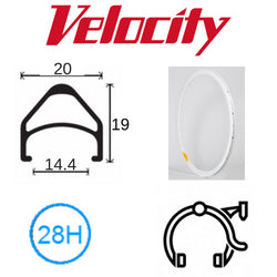 VELOCITY RIM - Aerohead 700C 28H White PC MSW