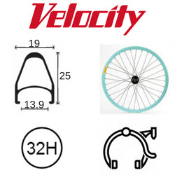 RIM 700c x 14mm - VELOCITY FUSION - 32H - (622 x 14) - Presta Valve - Rim Brake - D/W - CELESTE (Powder Coated) - MSW
