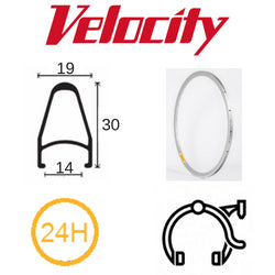 RIM 700c x 14mm - VELOCITY DEEP V - 24H - (622 x 14) - Presta Valve - Rim Brake - D/W - SILVER (Anodised) - MSW