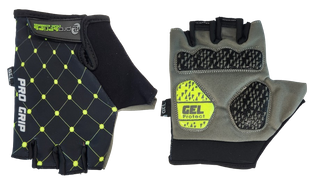 A NEW ITEM - BLACK with YELLOW dots GLOVES  -  PRO SERIES, Amara Palm, Lycra Towel GEL Padding, S